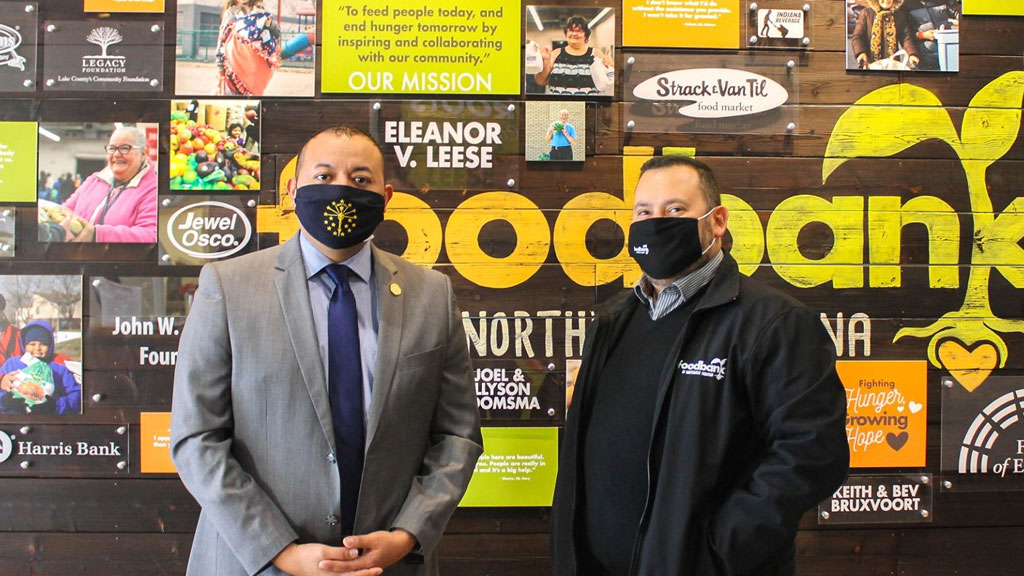 Mike Andrade toured the Food Bank of Northwest Indiana with President and CEO, Victor Garcia